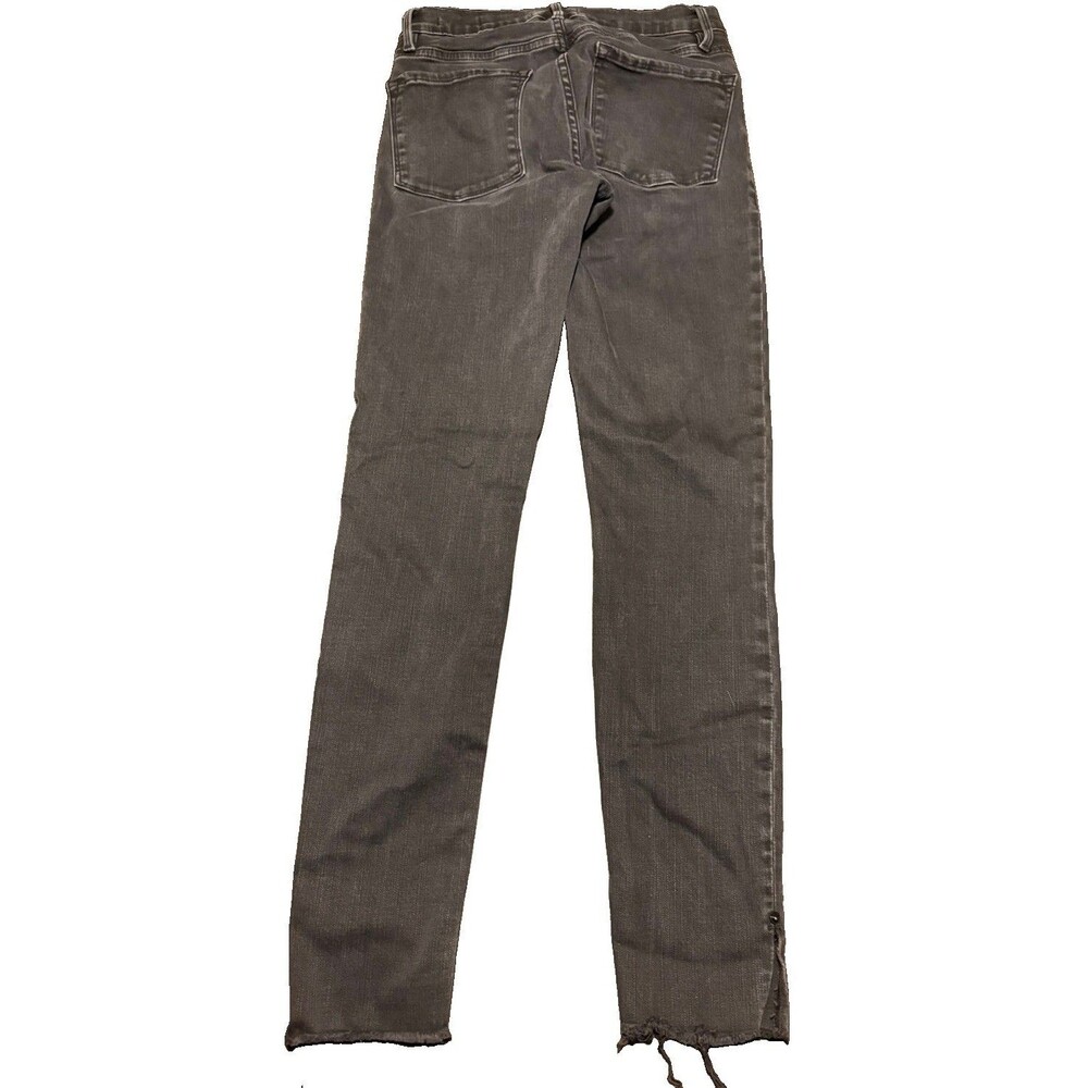 FRAME Denim Le Skinny De Jeanne Jeans Size 4 (27) Black Raw Hem Split Ankle Snap - Picture 2 of 7